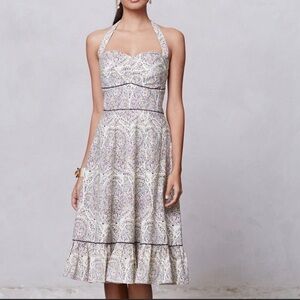 Anthropologie Swirled Paisley Halter Dress size 2